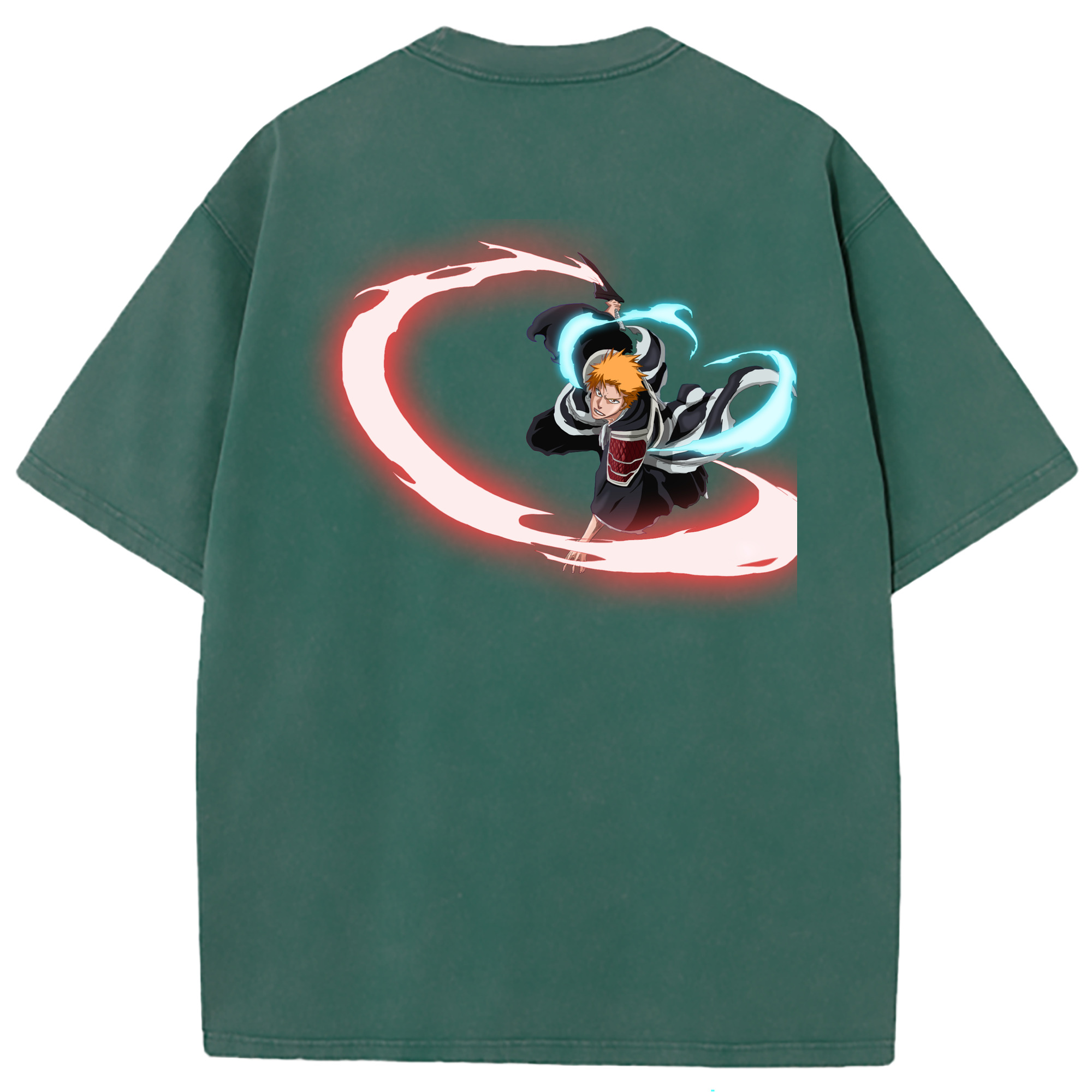 （画像用） ブリーチ 黒崎一護（くろさき いちご）BLEACH Kurosaki Ichigo 綿100% ヴィンテージ風 半袖Tシャツ（背面プリント）